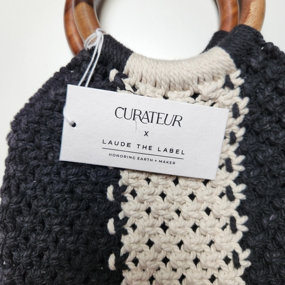 Laude the Label Gabby Mini Macrame Bag Black/White - Picture 8 of 15